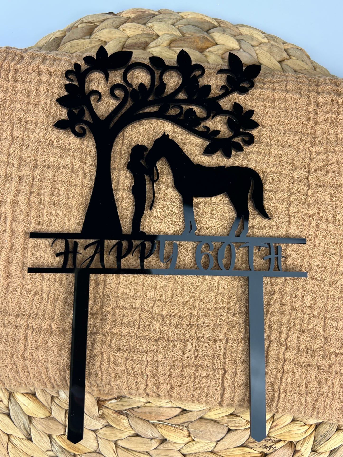 Cow Girl Horse Cake Topper Acrylic