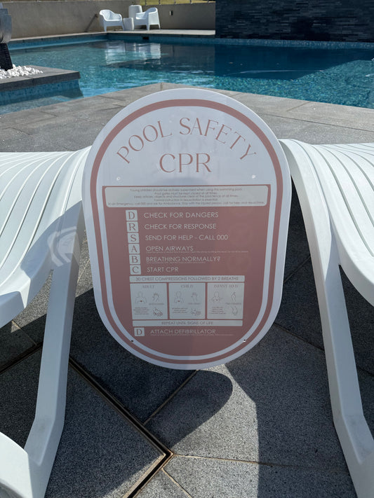 Pool CPR Safety Sign - Oval