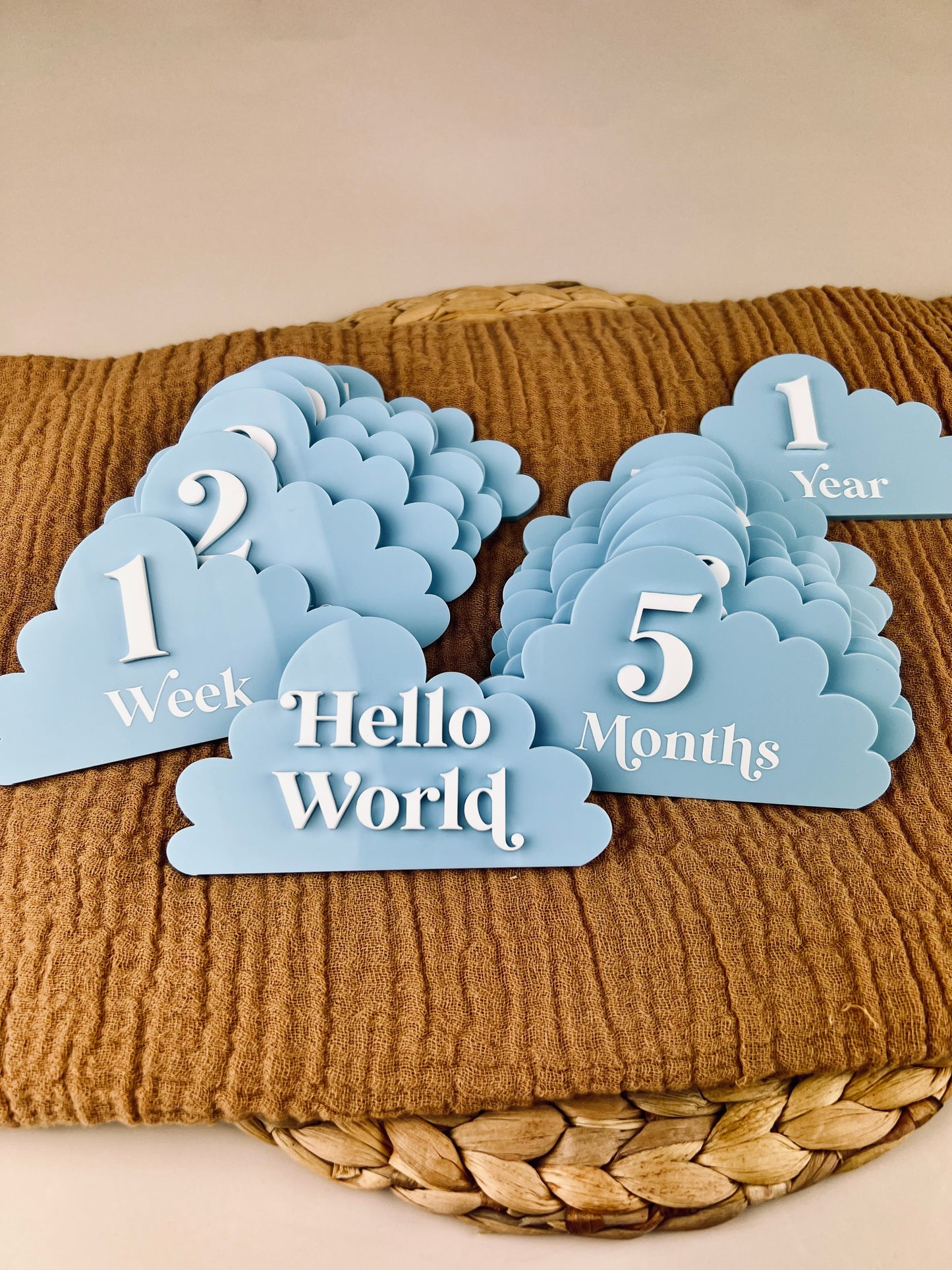 Cloud Baby Milestone Discs - 3D/Print Combo Acrylic (Set 16)