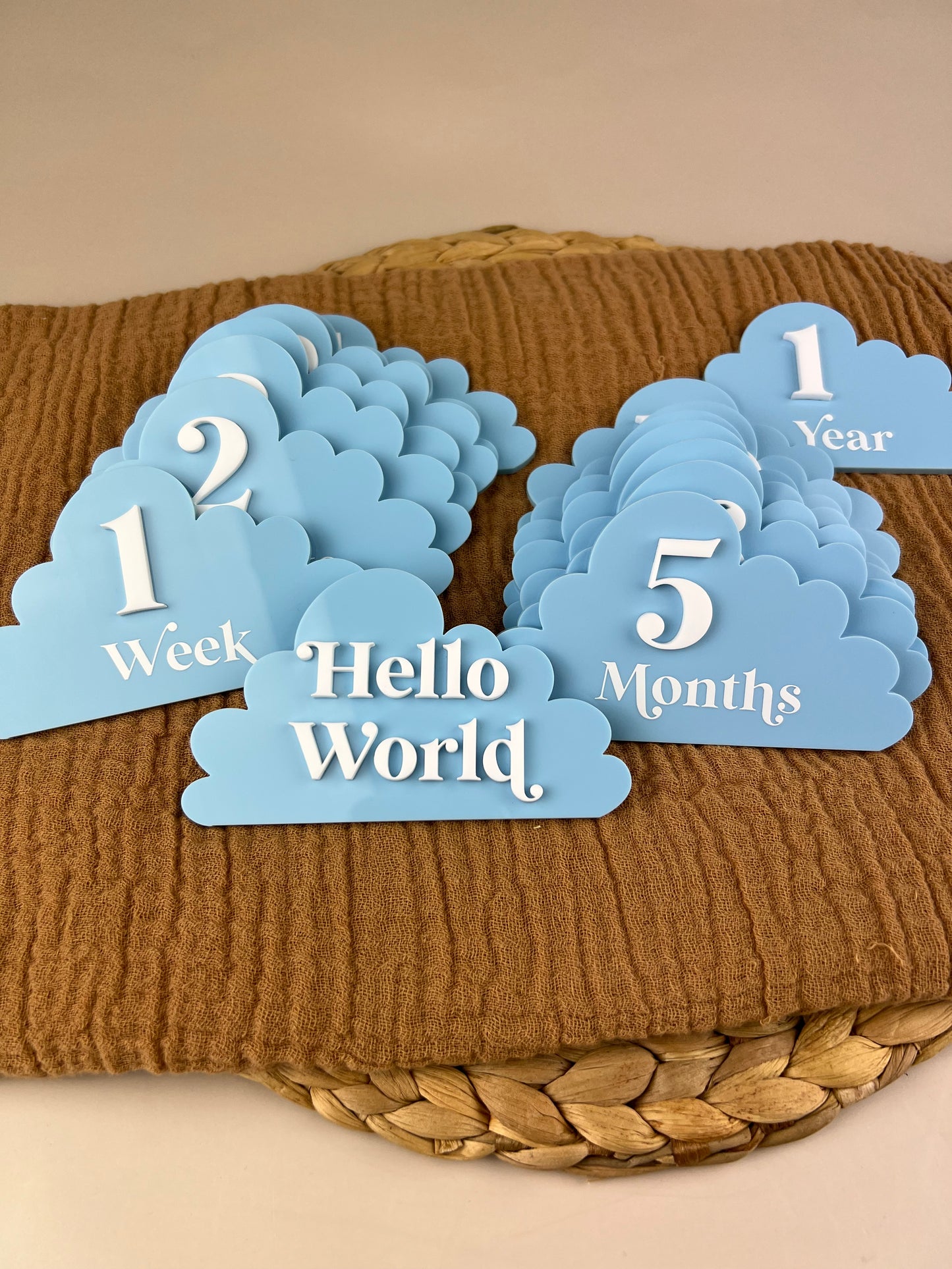 Cloud Baby Milestone Discs - 3D/Print Combo Acrylic (Set 16)