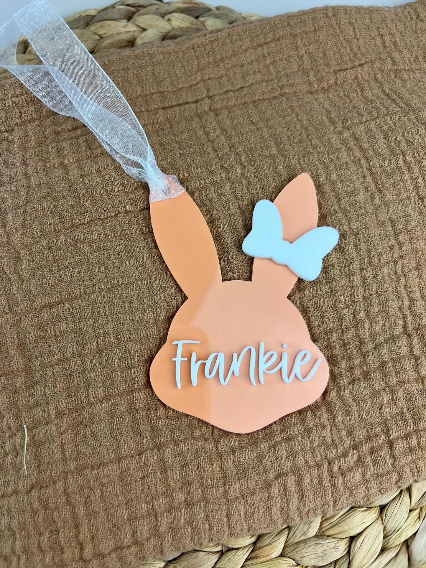 Personalised Acrylic Bunny Face Gift Tag
