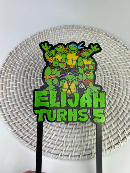 Printed Ninja Turtles + 3D Acrylic Cake Topper