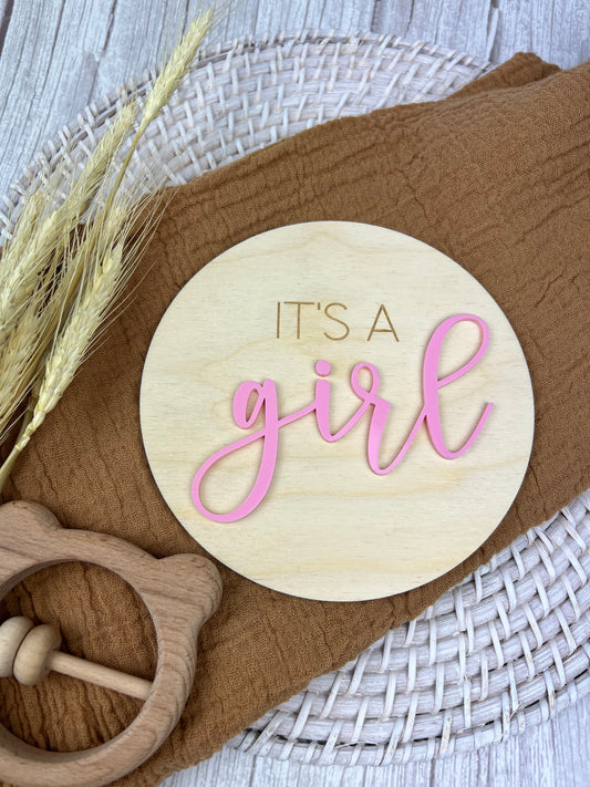 Baby Gender Announcement Plaque - It’s a Boy/Girl (Double Sided)