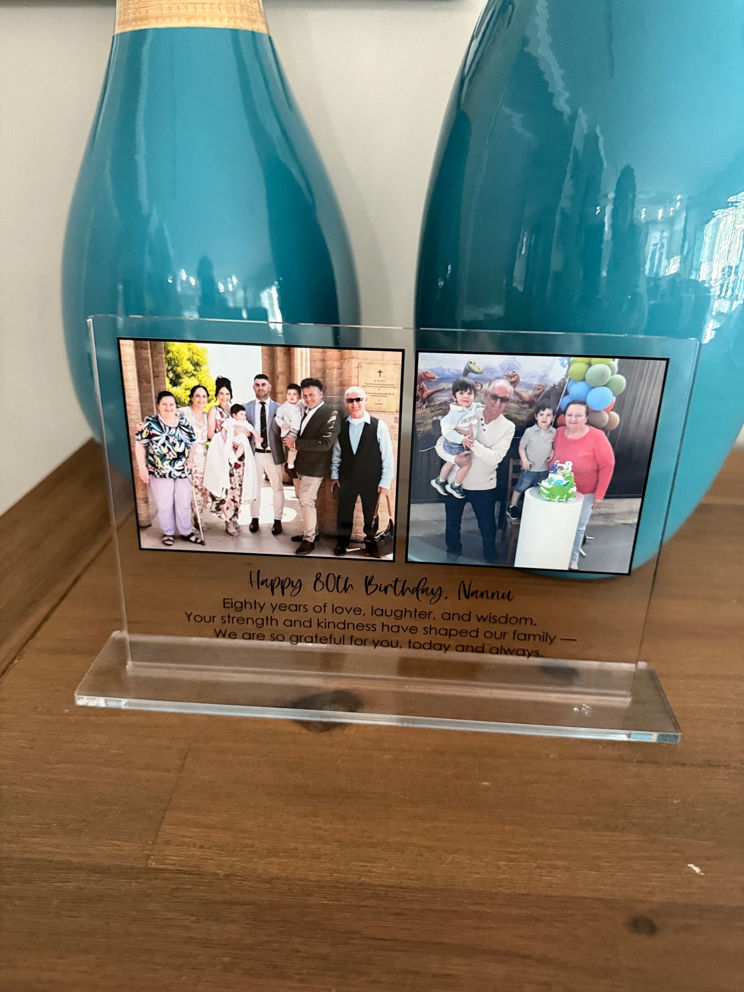 Acrylic Photo Print + Message with Stand