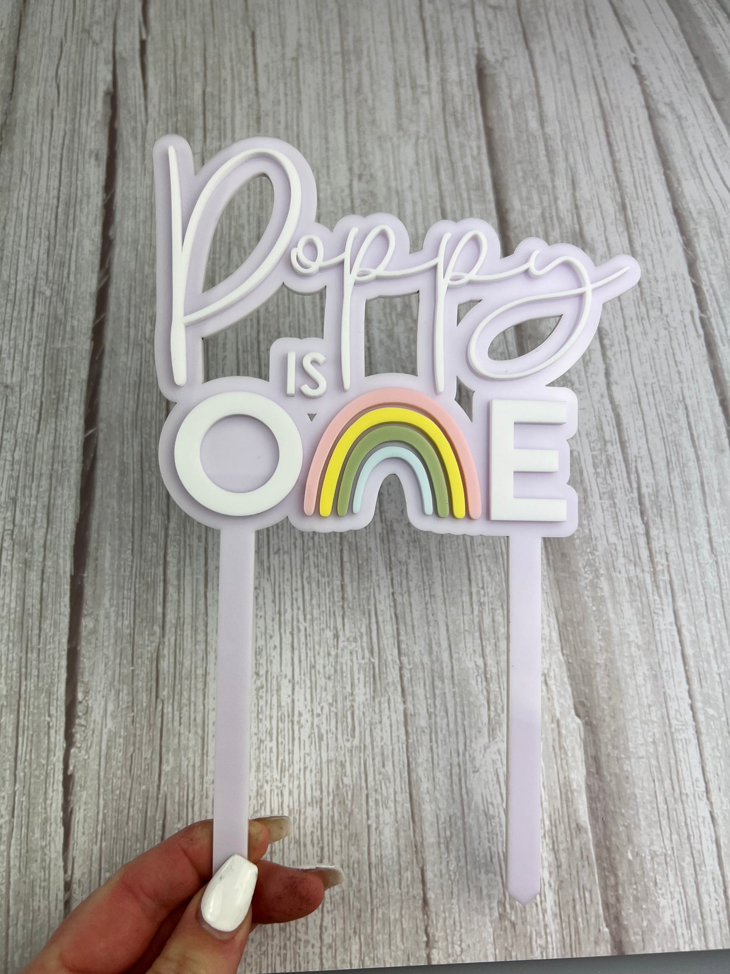 Double Layer 'Rainbow' Acrylic Cake Topper