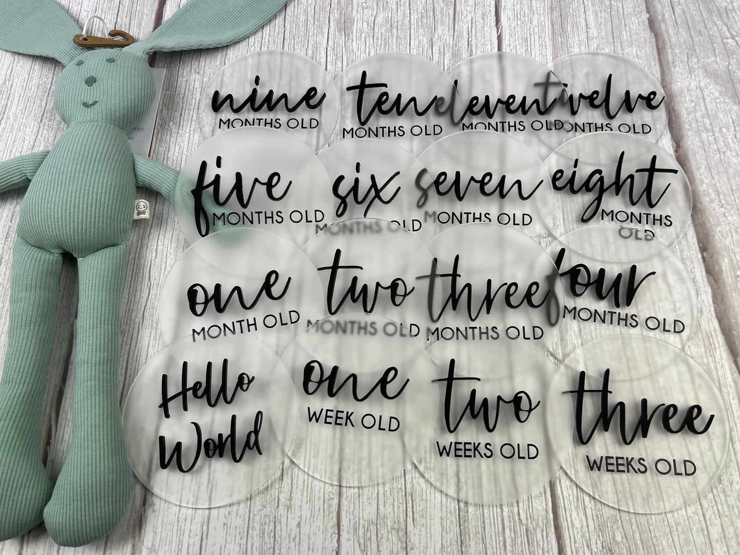 Baby Milestone Discs - 3D/Print Combo Acrylic (Set 16)