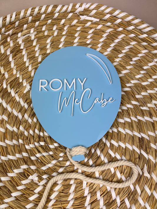 Acrylic 'Balloon' Announcement Plaque (Acrylic Text)