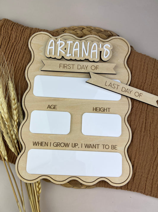 First Day of School Boards with Interchangable Name + Last Day