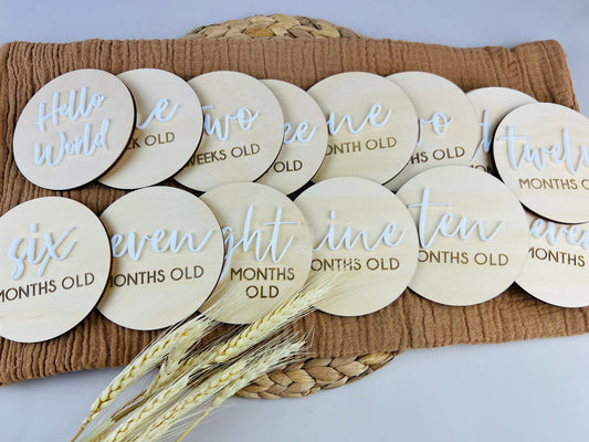 Baby Milestone Discs - Wood/Part Acrylic (Set 16)