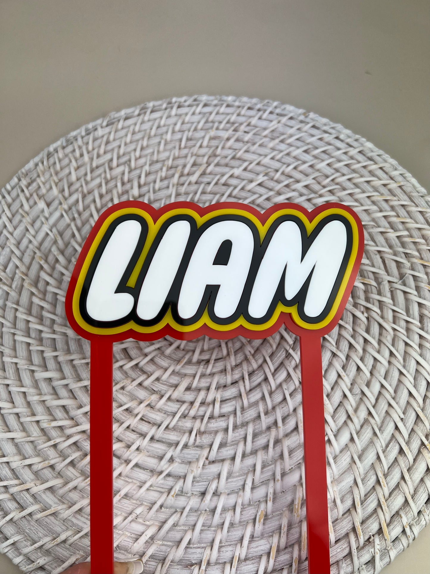 ‘Lego’ Theme Personalised Acrylic Cake Topper