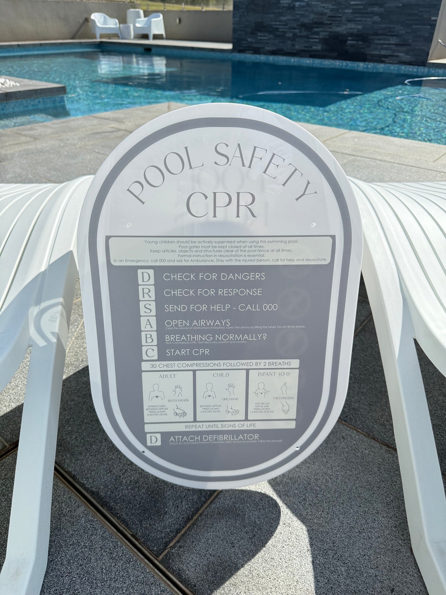 Double Sided Pool CPR Safety/Pool Rules Sign - Oval