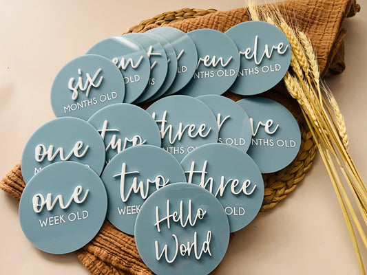 Baby Milestone Discs - 3D/Print Combo Acrylic (Set 16)
