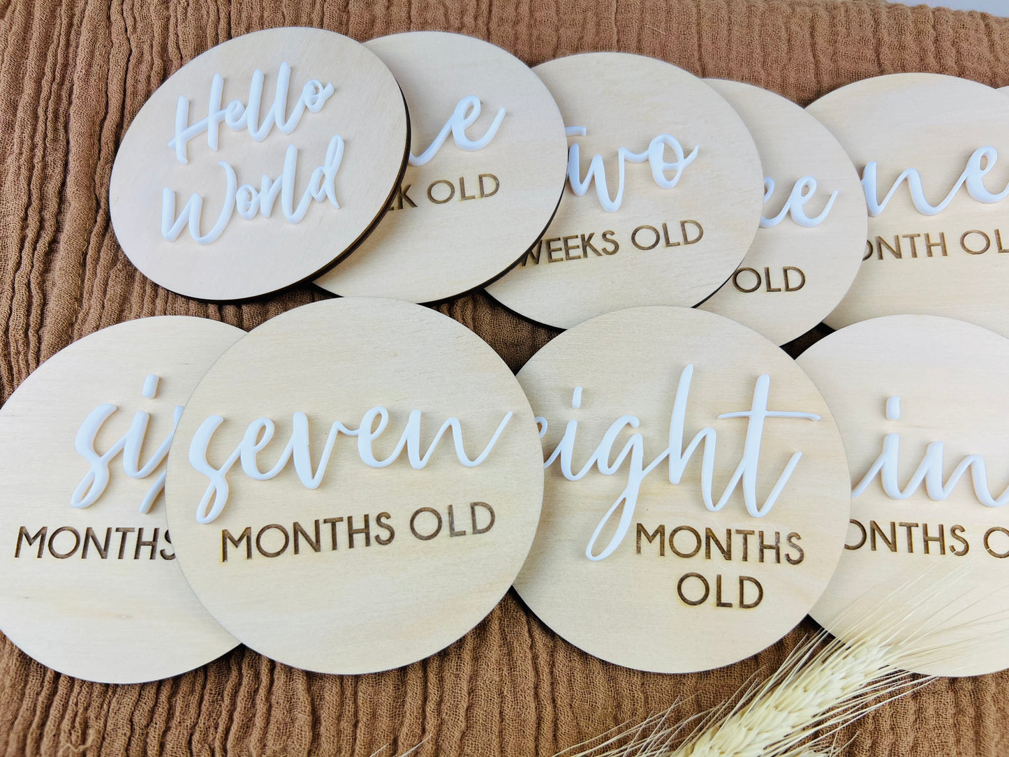 Baby Milestone Discs - Wood/Part Acrylic (Set 16)