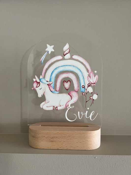 Personalised Arch Night Light - Printed Rainbow Unicorn