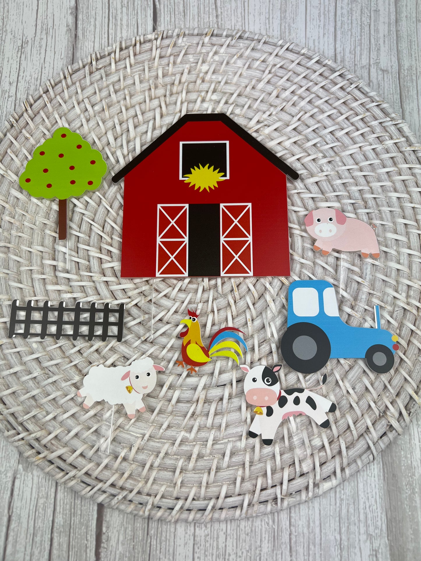 Printed Cake Topper Set - Farm Animal