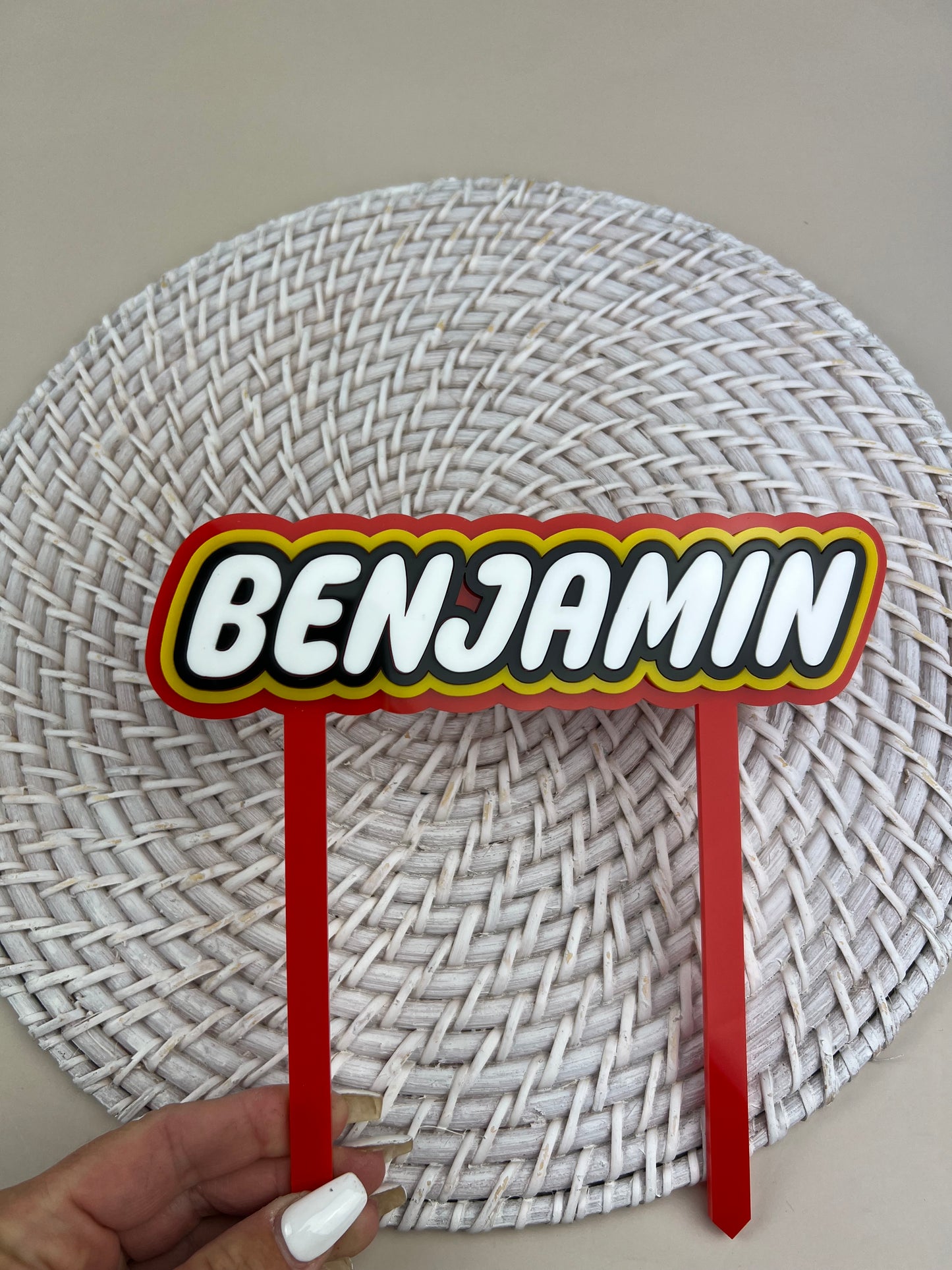 ‘Lego’ Theme Personalised Acrylic Cake Topper