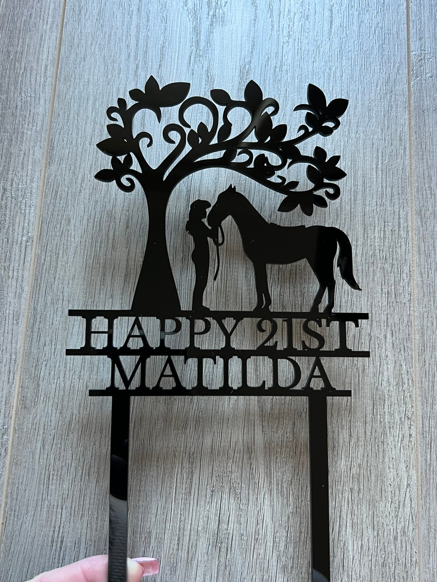 Cow Girl Horse Cake Topper Acrylic