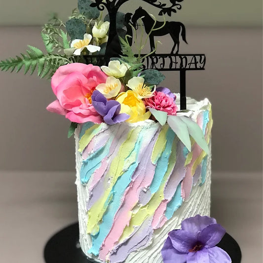 Cow Girl Horse Cake Topper Acrylic