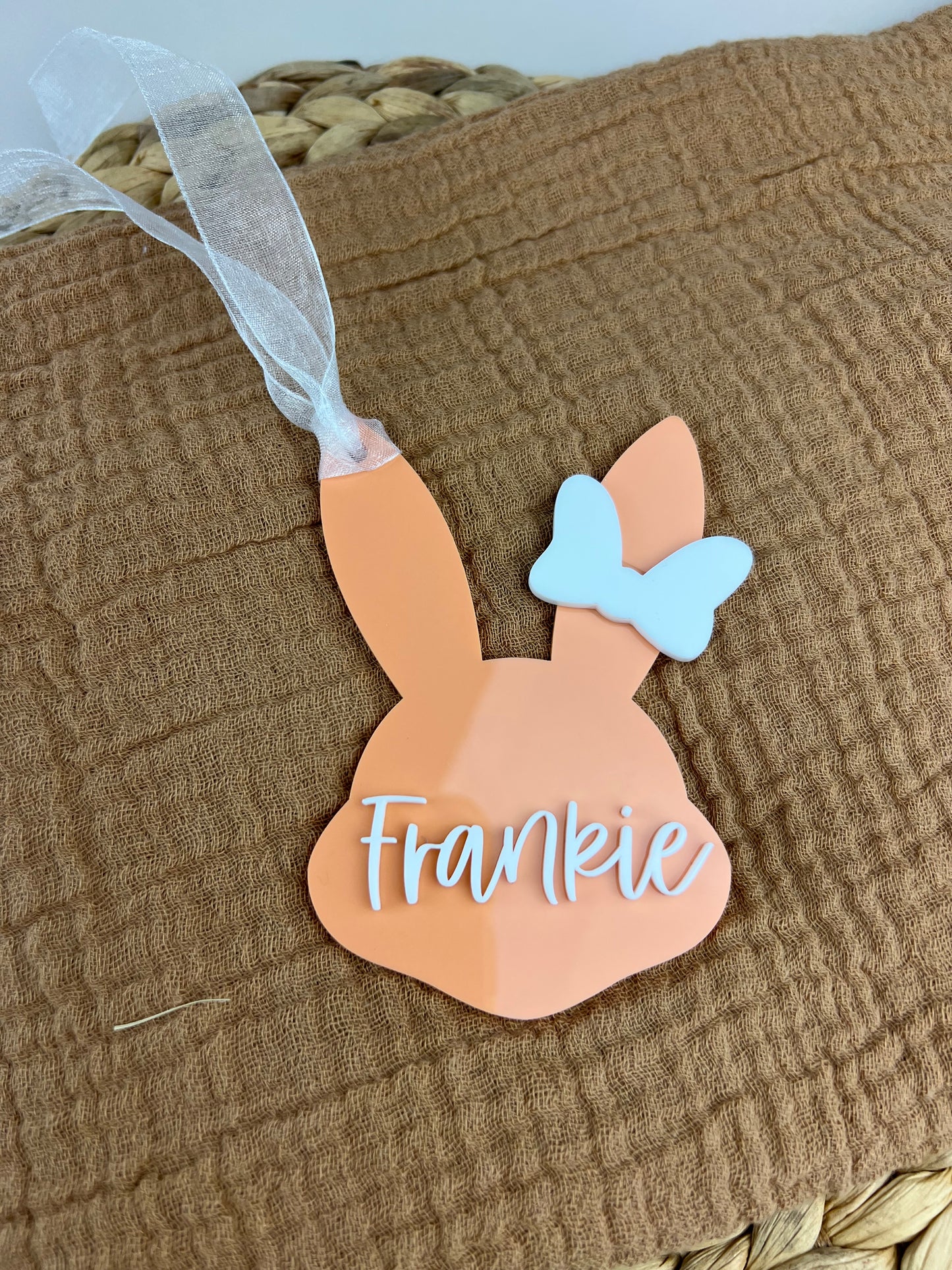 Personalised Acrylic Bunny Face Gift Tag