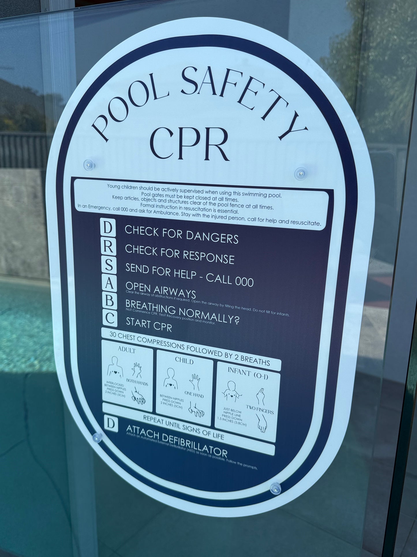 Pool CPR Safety Sign - Oval