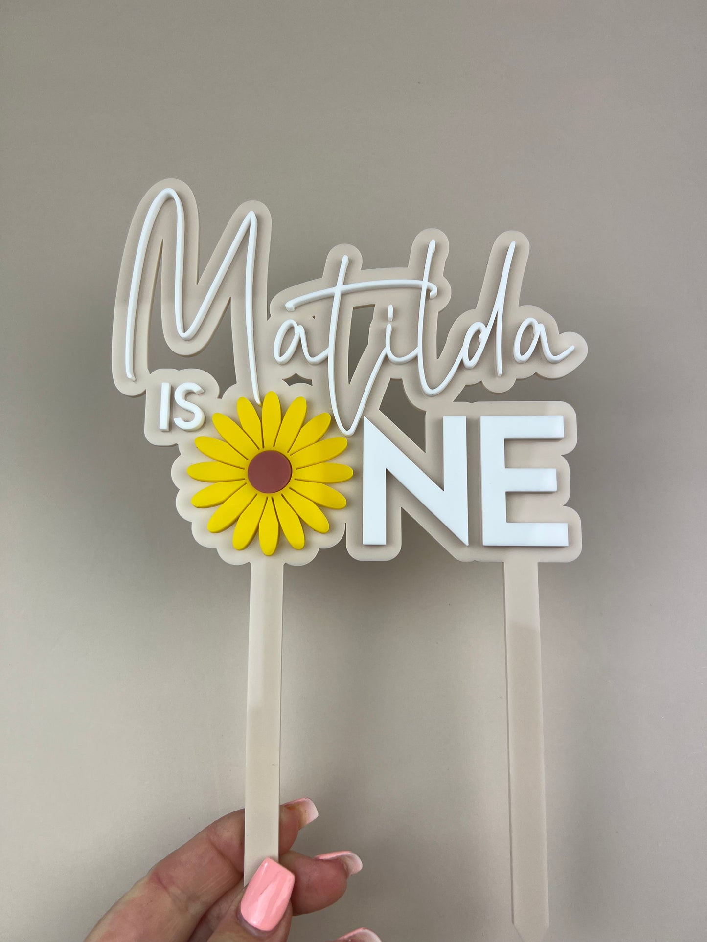 2 Layer 'Sunflower' Design Acrylic Cake Topper