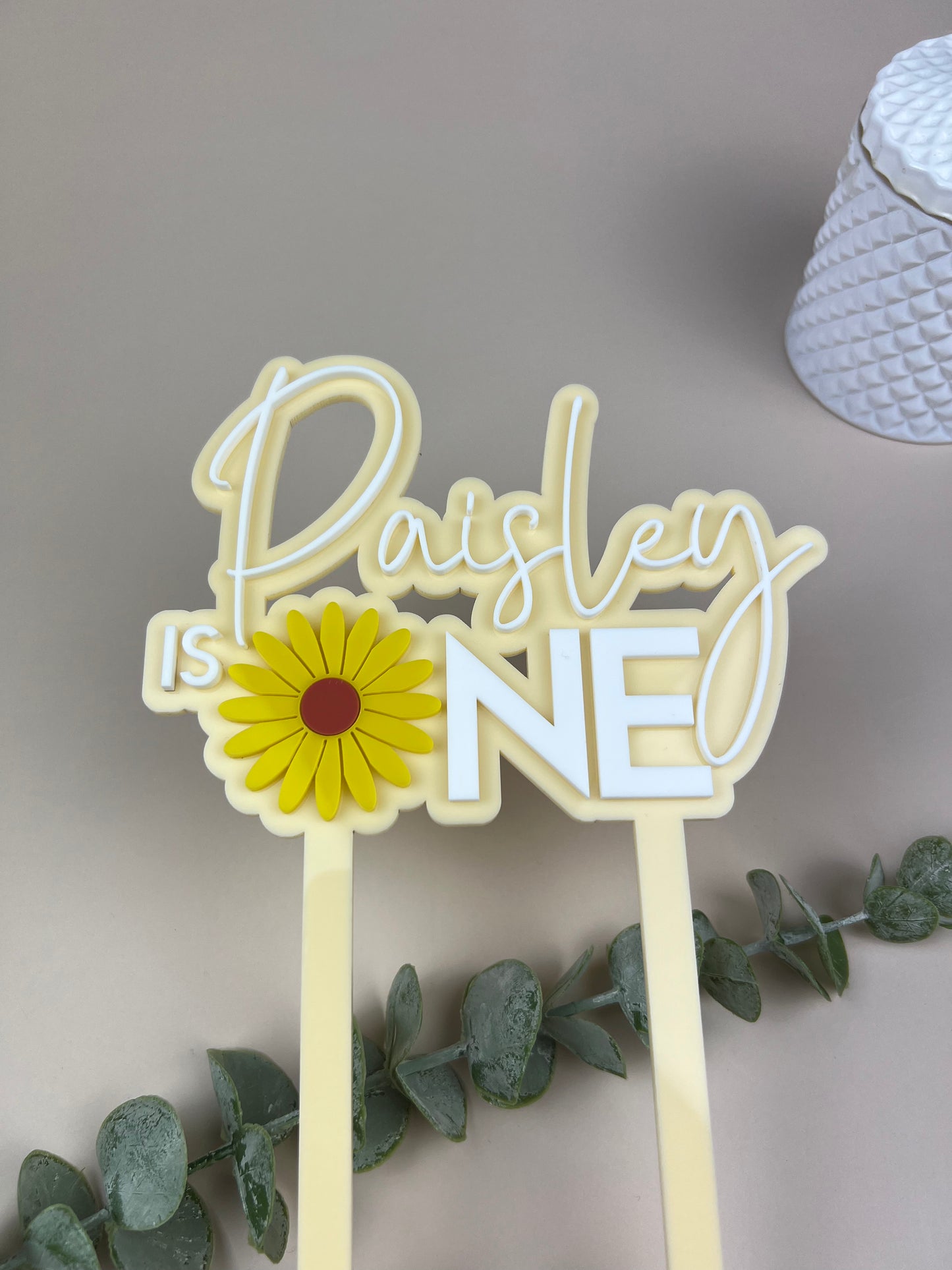 2 Layer 'Sunflower' Design Acrylic Cake Topper