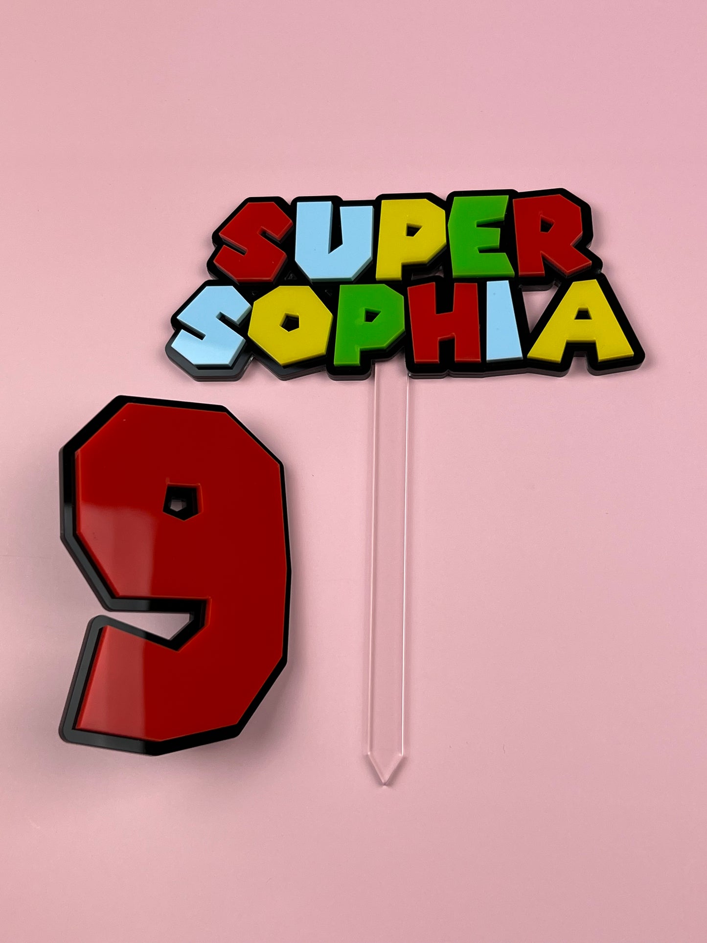 Super Mario Themed Acrylic Cake Topper