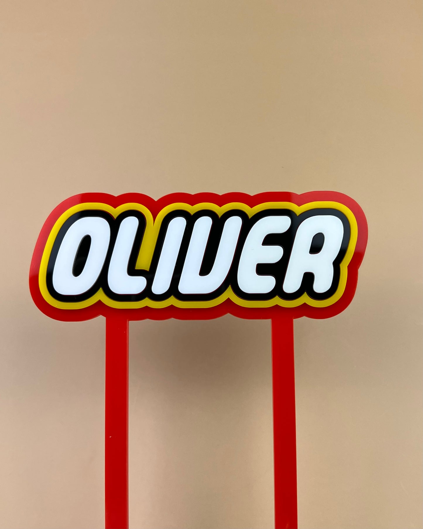 ‘Lego’ Theme Personalised Acrylic Cake Topper