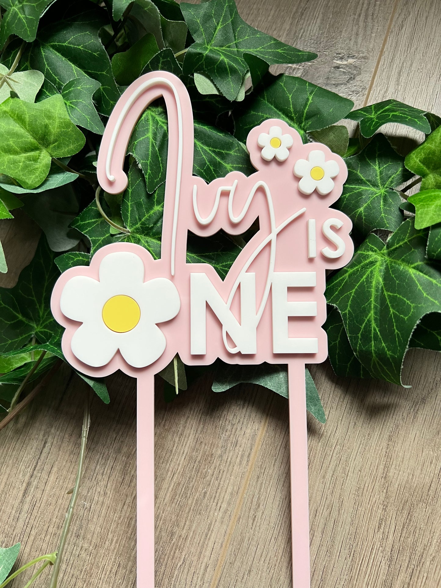 2 Layer 'Daisy Style' Acrylic Cake Topper