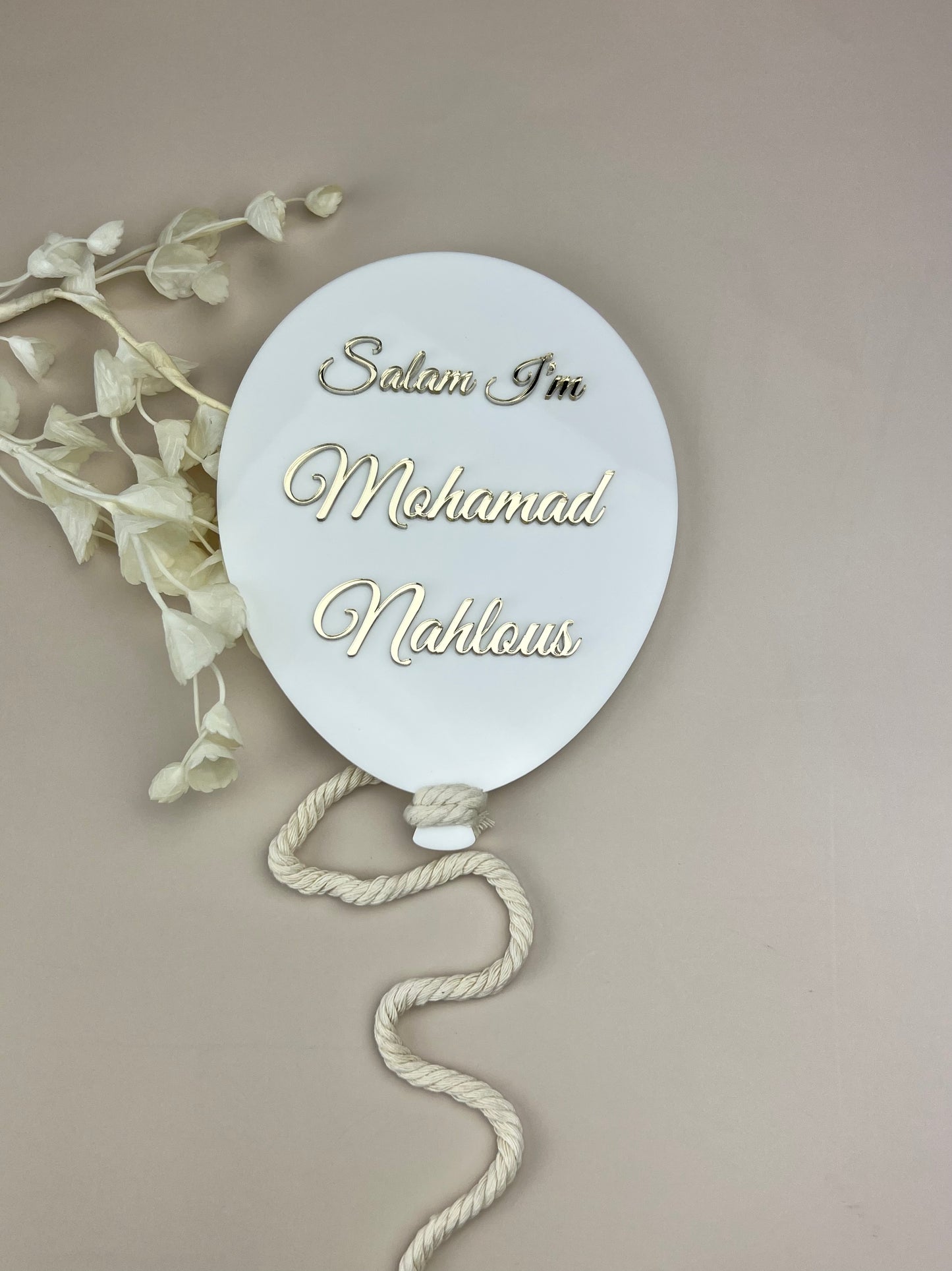 Acrylic 'Balloon' Announcement Plaque (Acrylic Text)