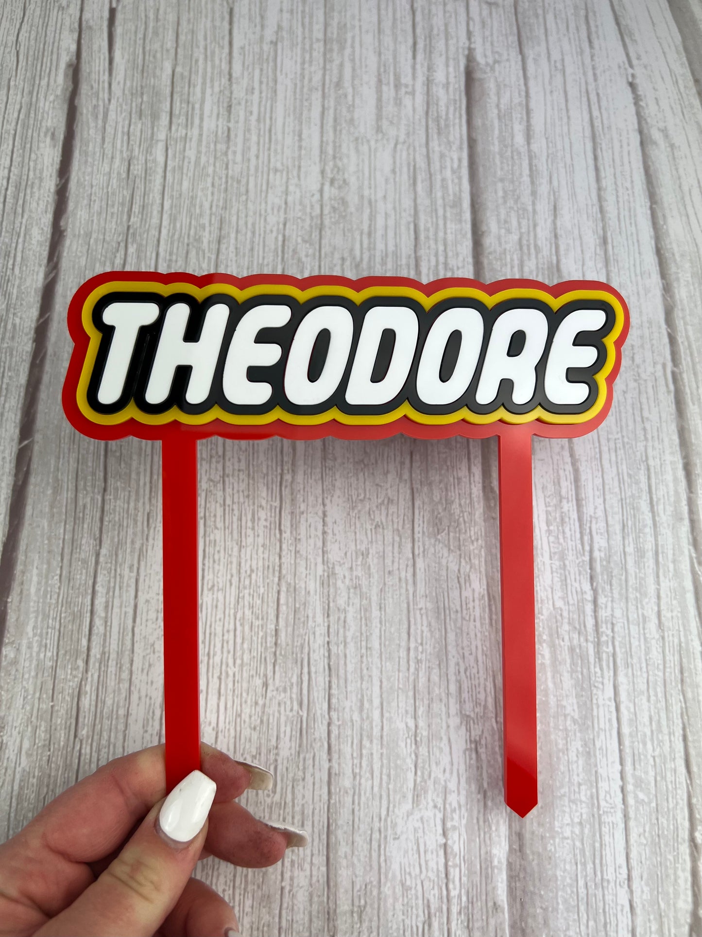 ‘Lego’ Theme Personalised Acrylic Cake Topper