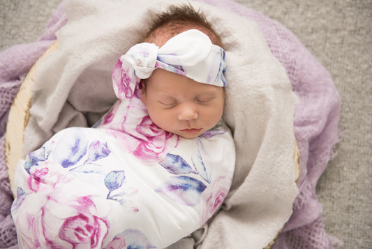 Lilac Skies - Jersey Wrap & Topknot Set