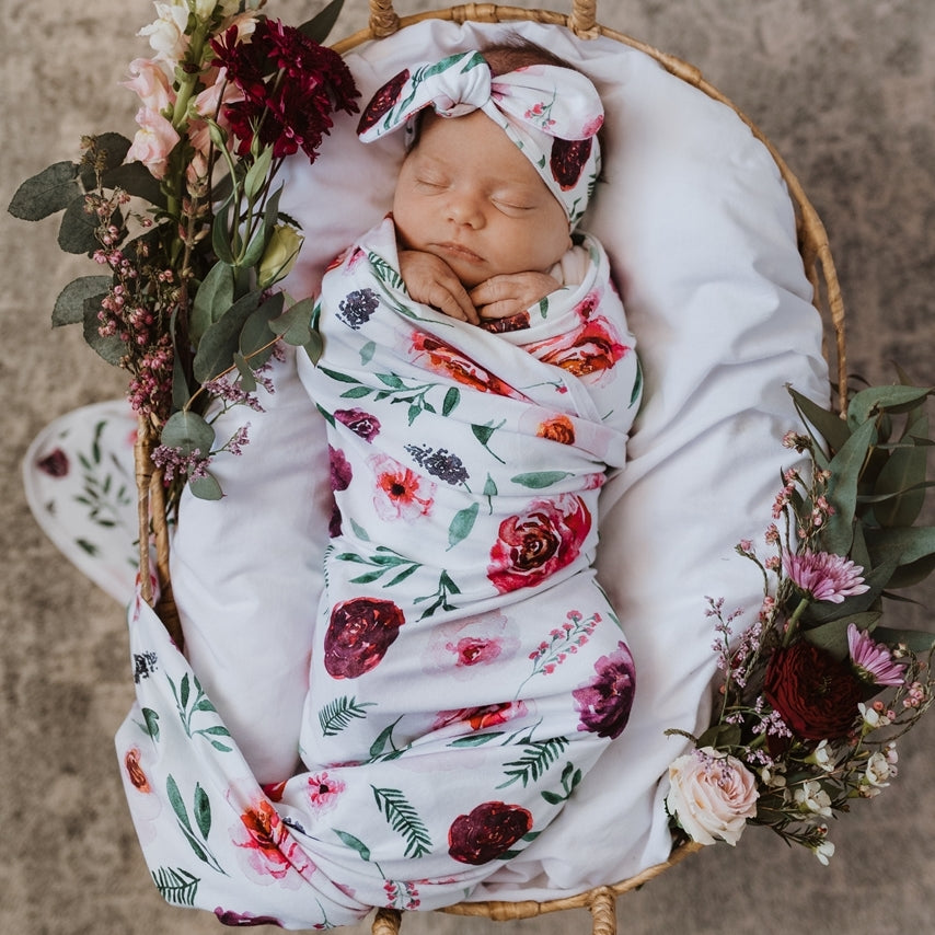 Peony Bloom - Jersey Wrap & Topknot Set