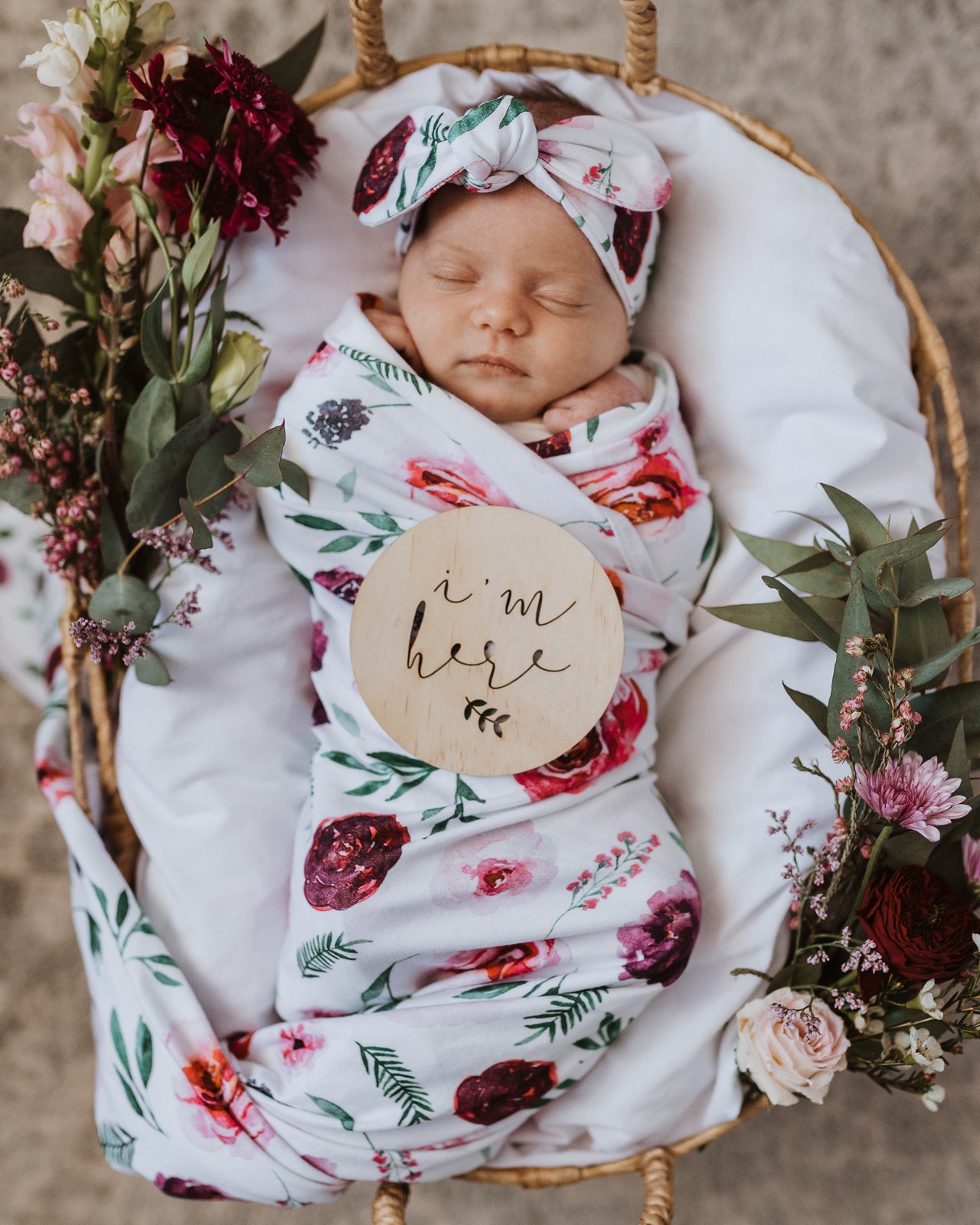 Peony Bloom - Jersey Wrap & Topknot Set