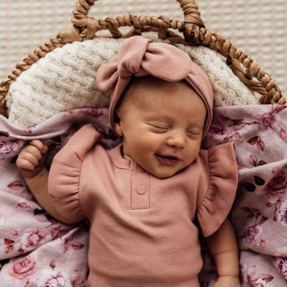 Rose Ribbed Topknot Headband