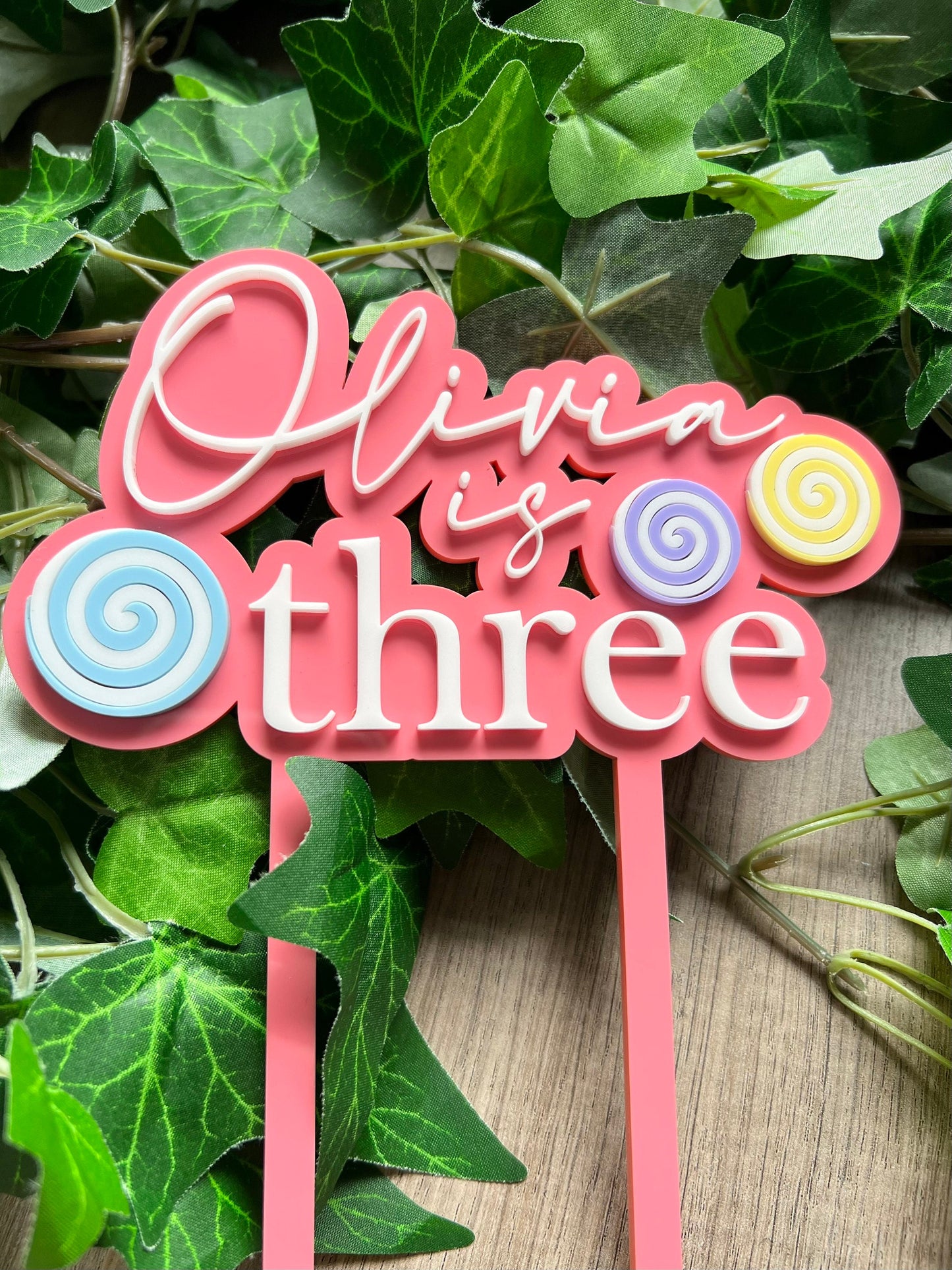 3D Acrylic Candy Design Cake Topper