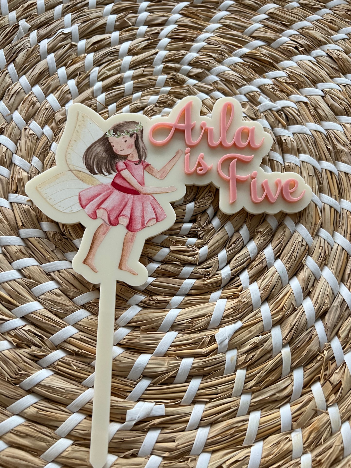 Printed Fairy + 3D Acrylic Cake Topper