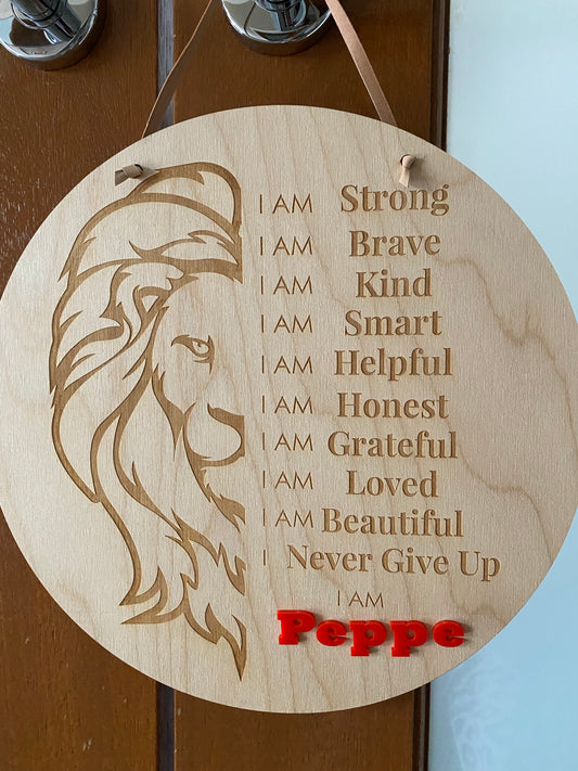 Personalised Affirmation Plaque (Lion)