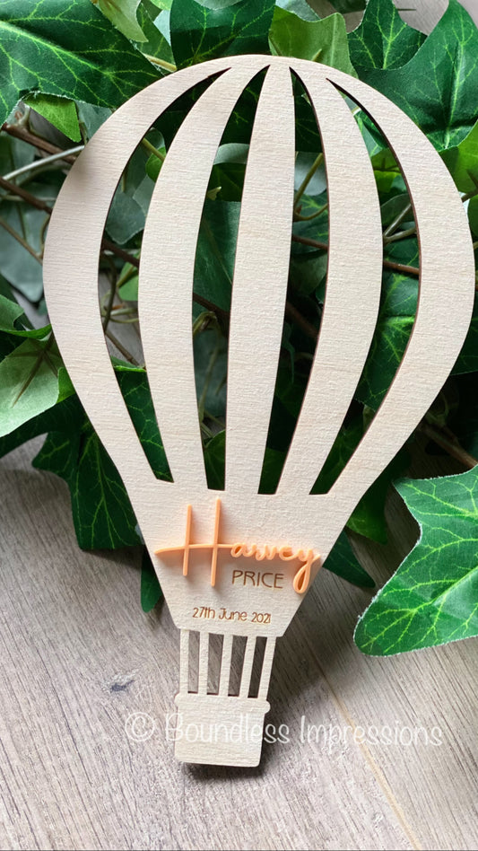 Birth Announcement / Name Plaque - Hot Air Balloon