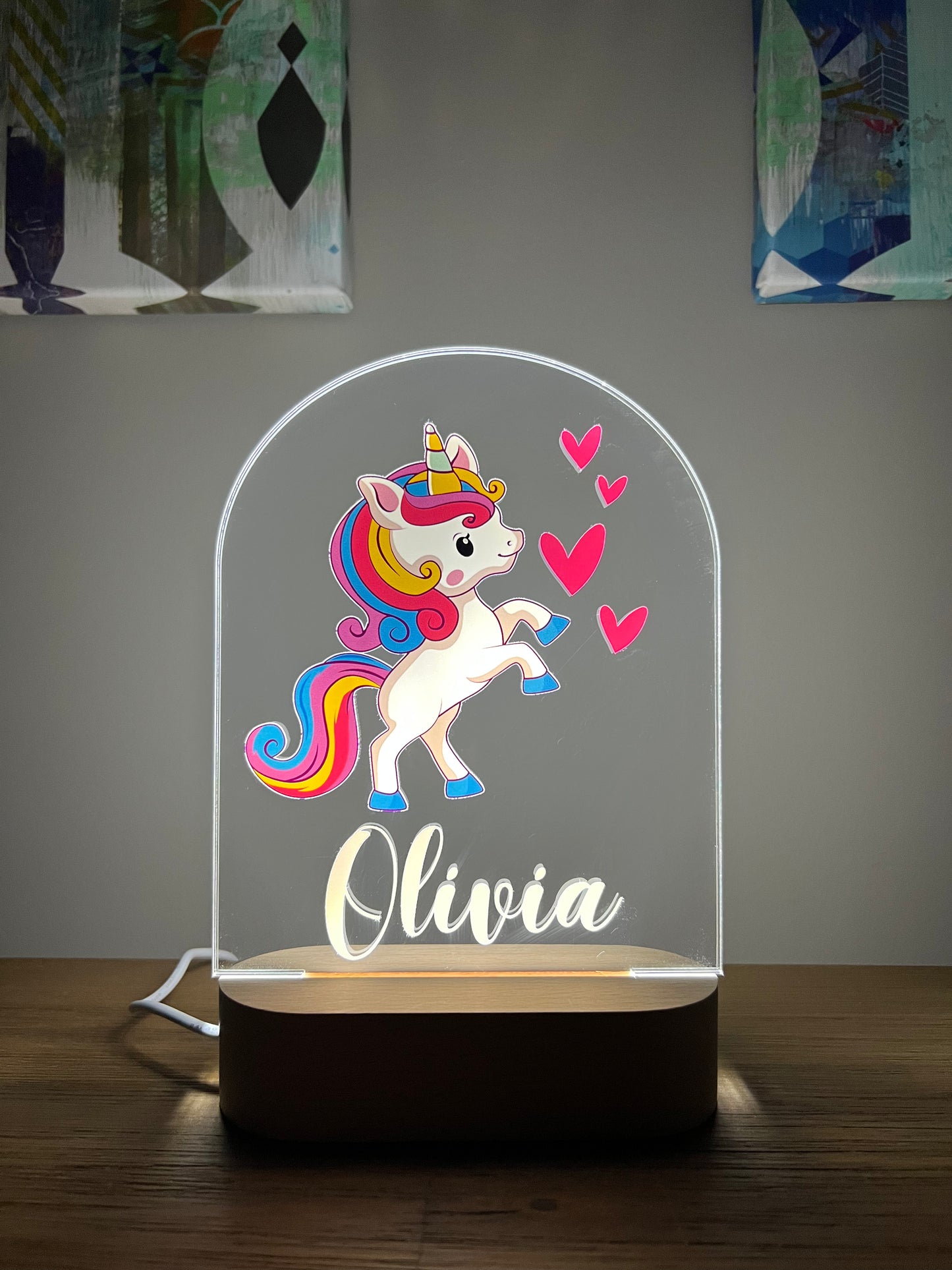 Personalised Arch Night Light - Printed Unicorn