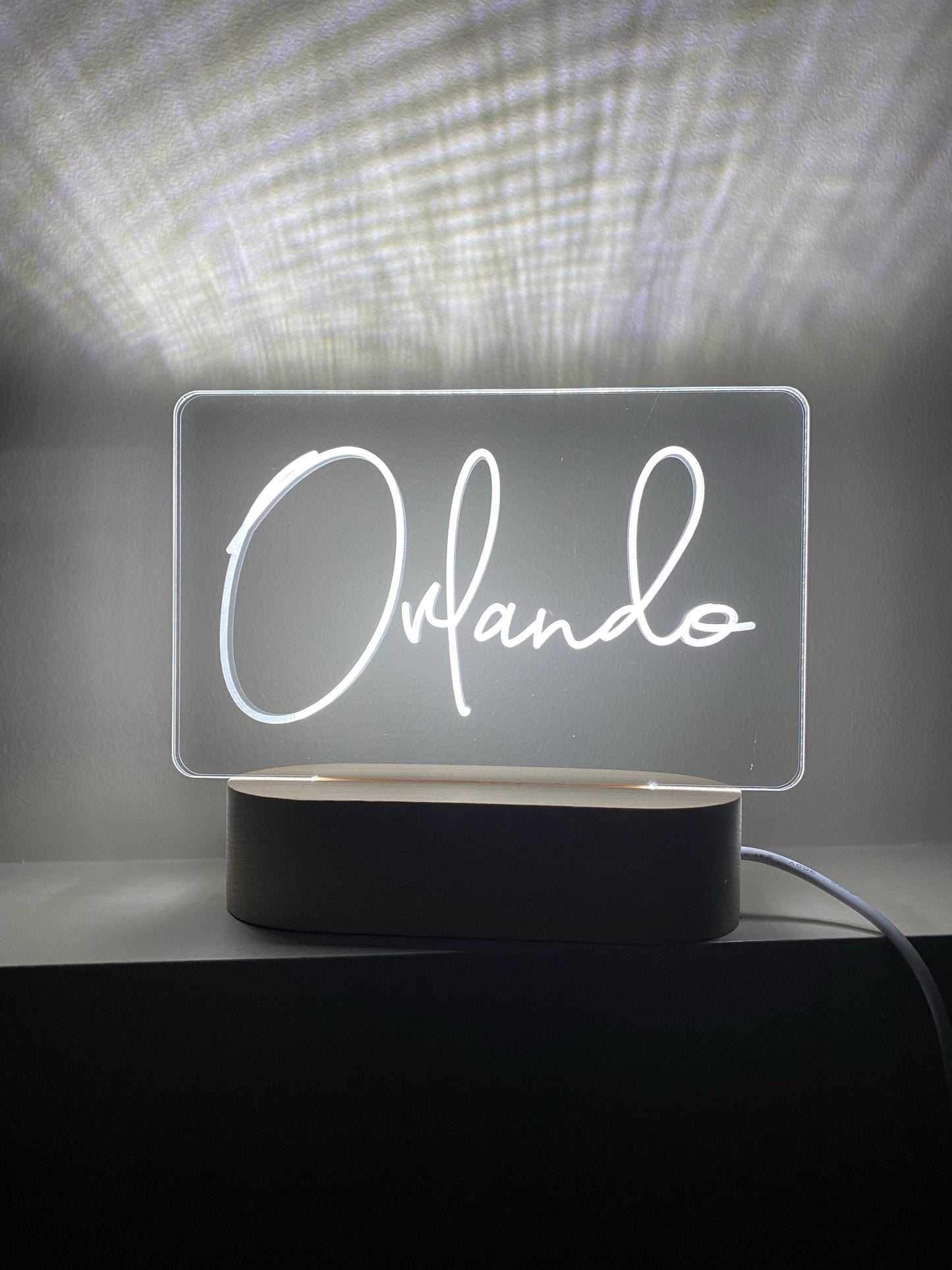 Personalised Name Night Light - Beech (White Light)