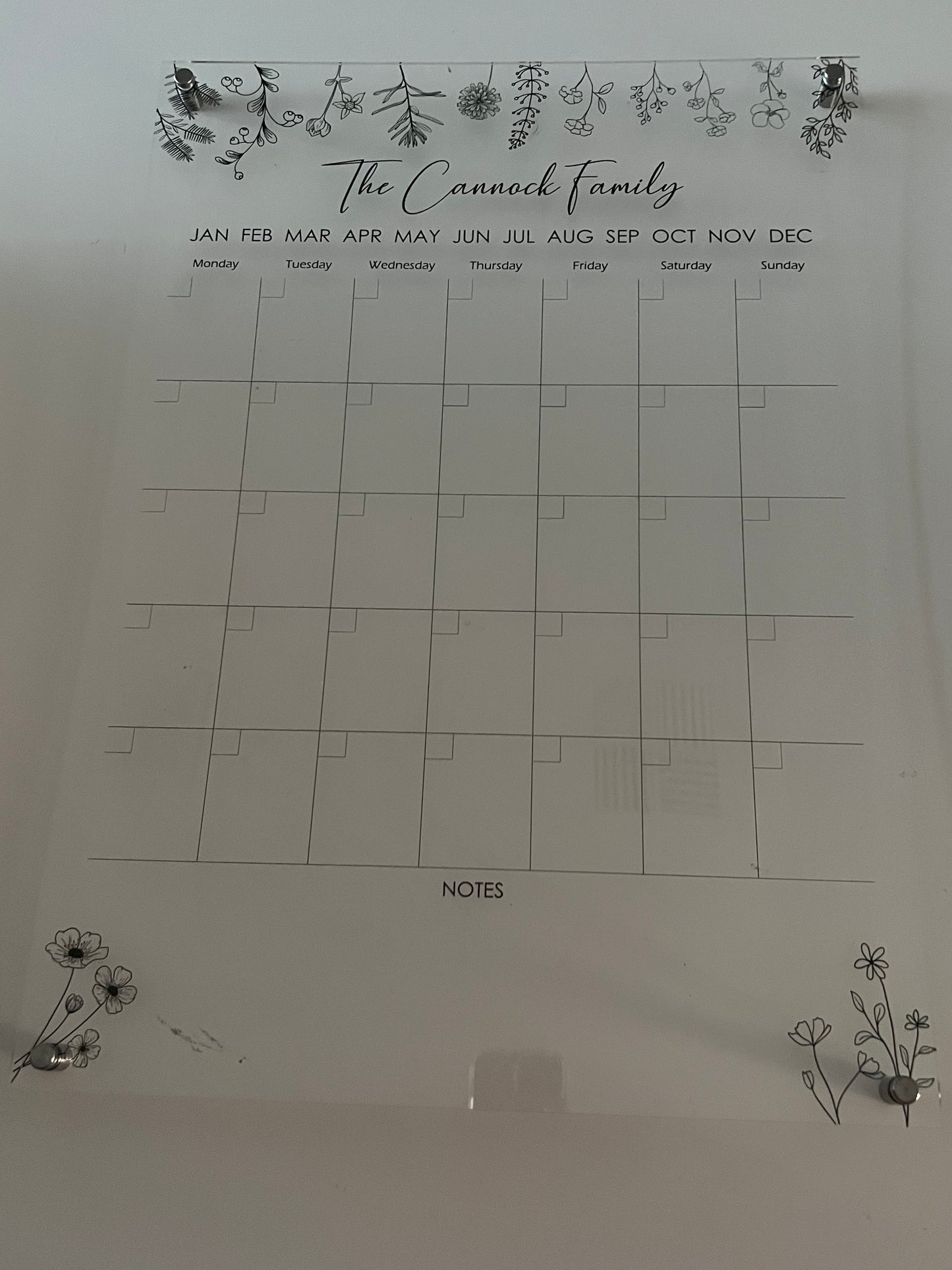 Personalised Family Monthly Wall Planner (Botanical)