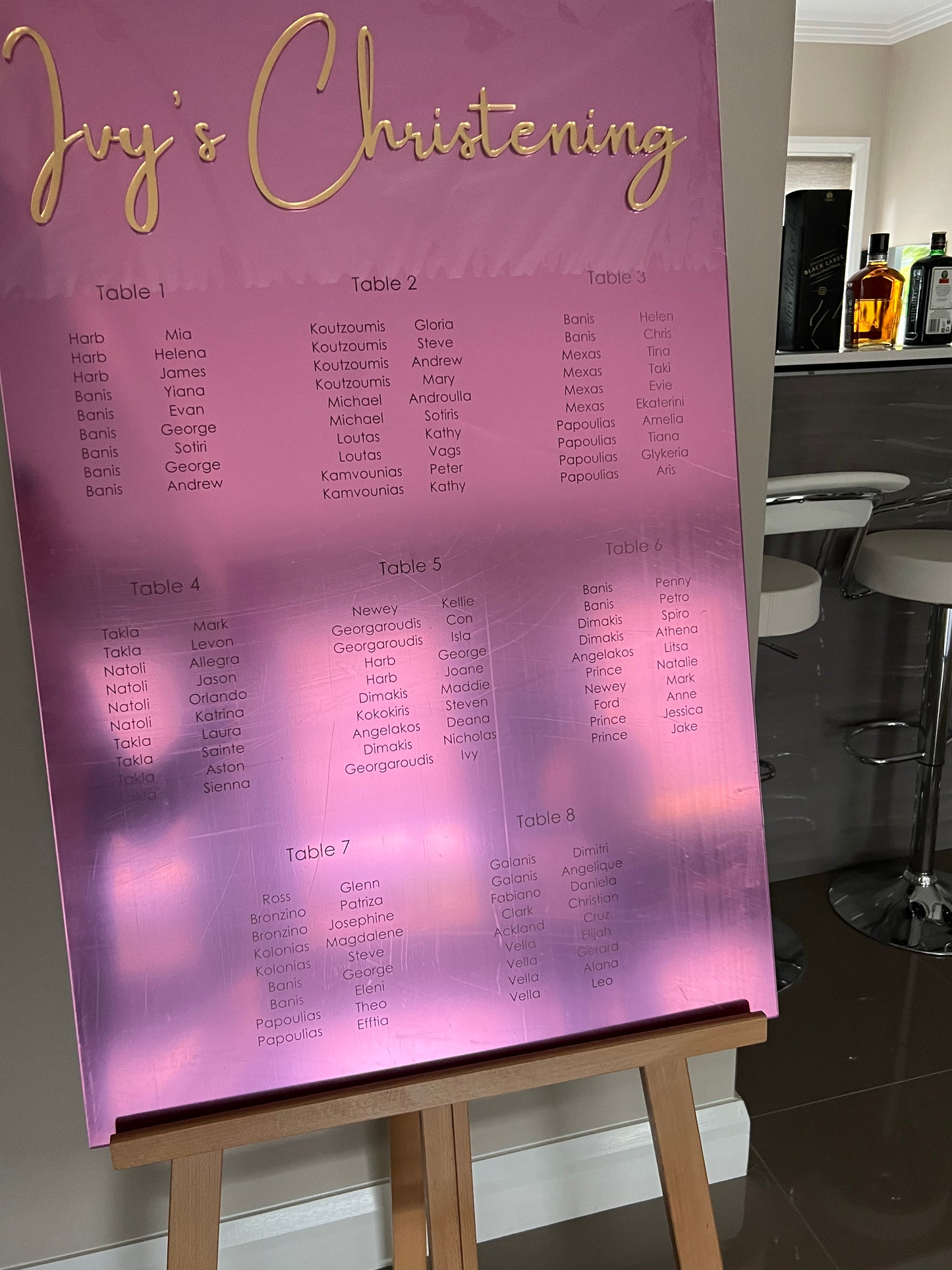 Engraved Rectangle Acrylic Seating Chart