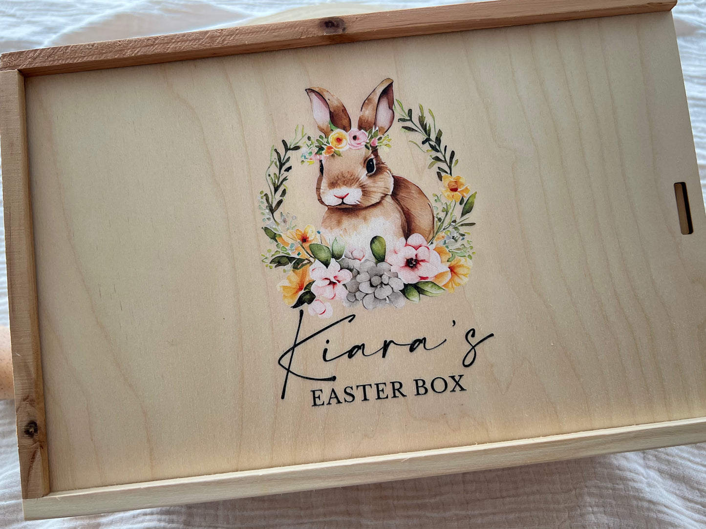 Printed Timber Easter Boxes (Floral Bunny)