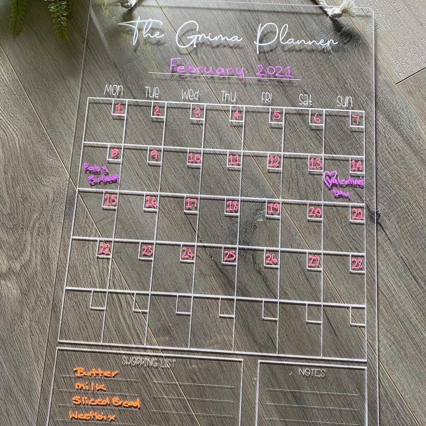 Personalised Monthly Plus Wall Planner