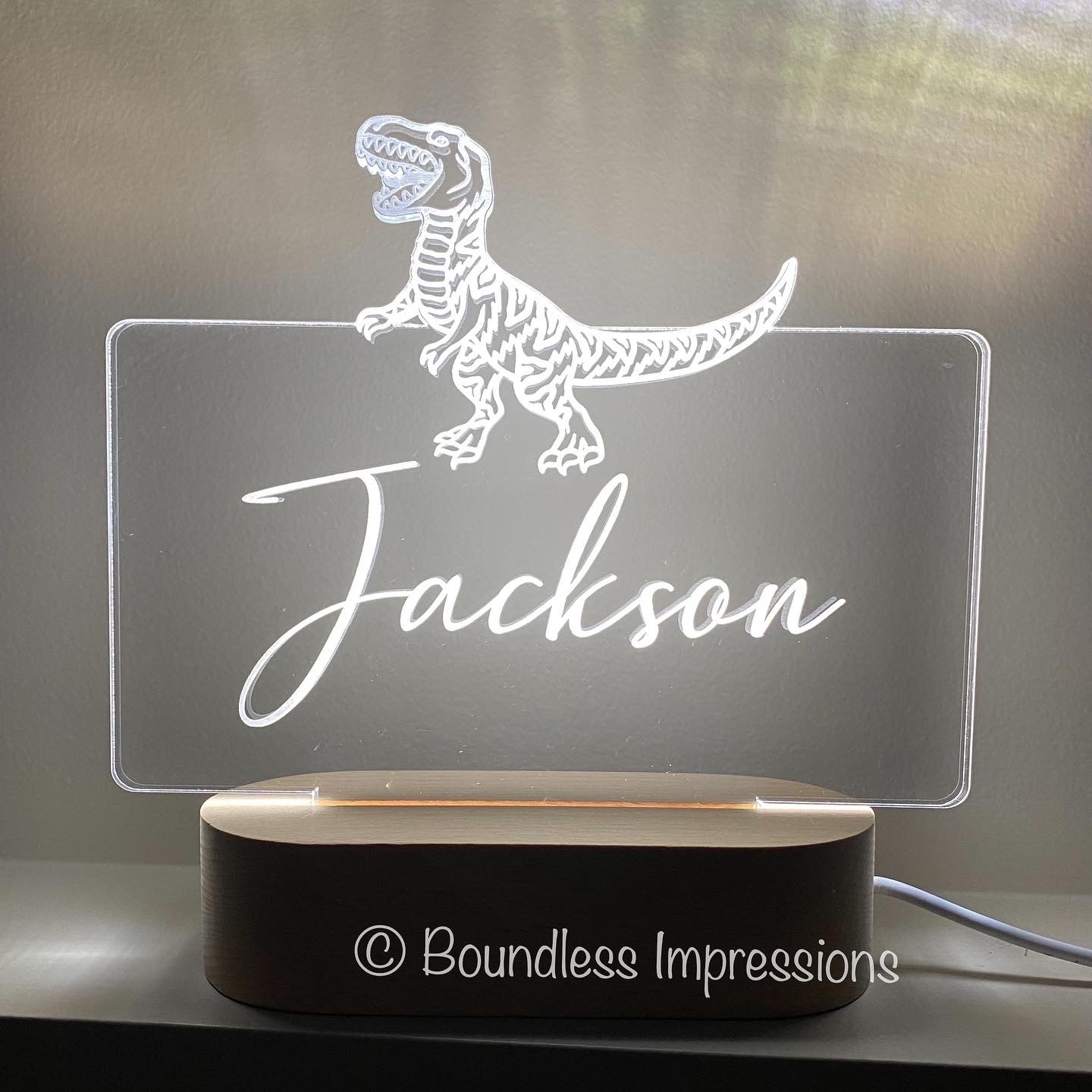 Personalised Pop Out 'Character' Night Light - Beech Wood Base