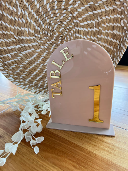 Acrylic Arch Table Number with Acrylic Stand