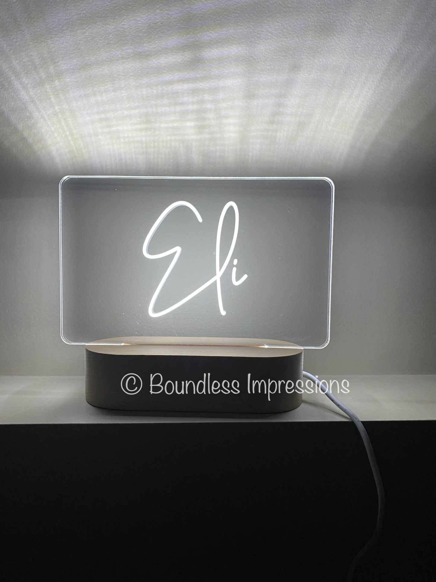 Personalised Name Night Light - Beech (White Light)