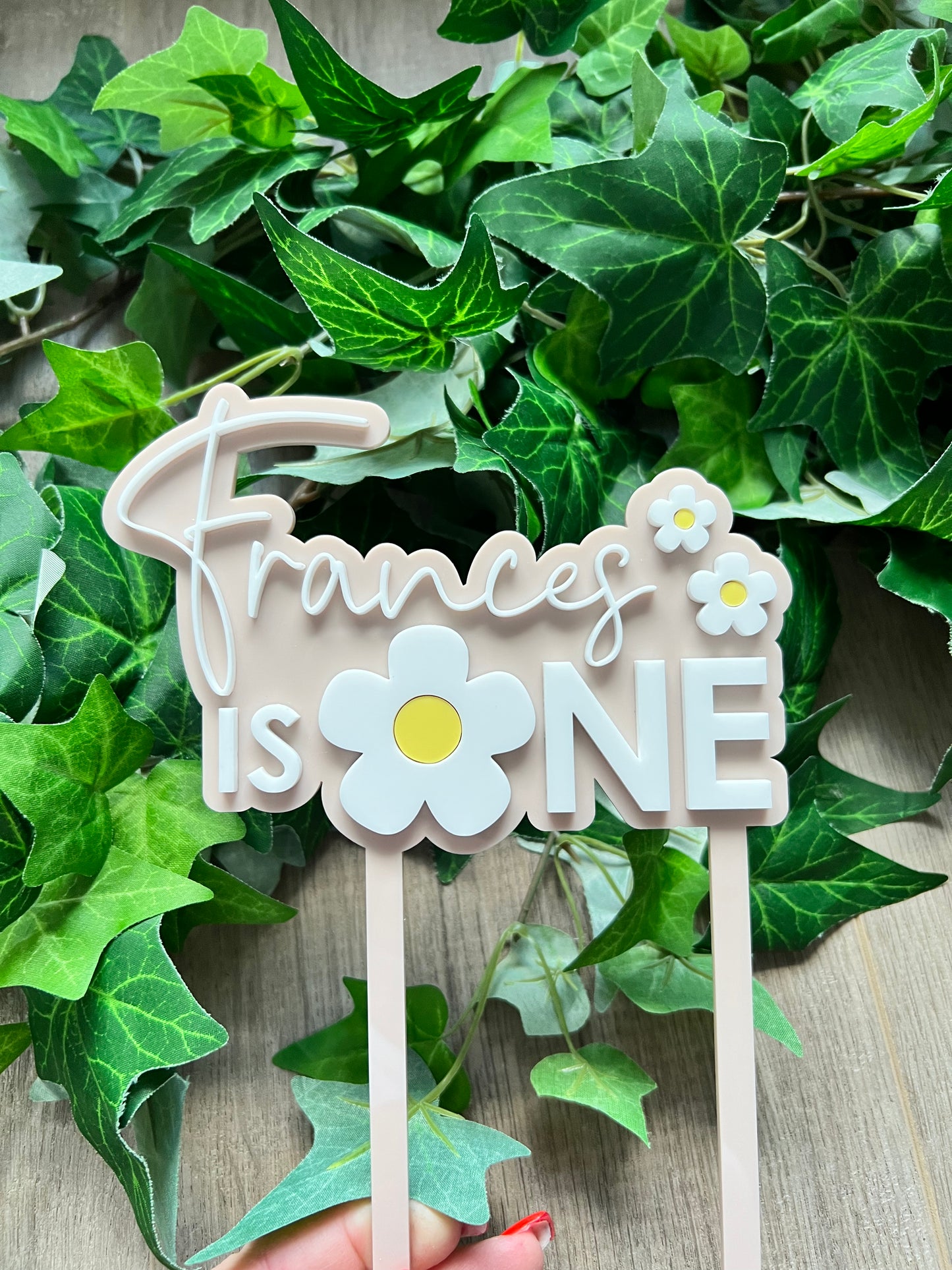 2 Layer 'Daisy Style' Acrylic Cake Topper