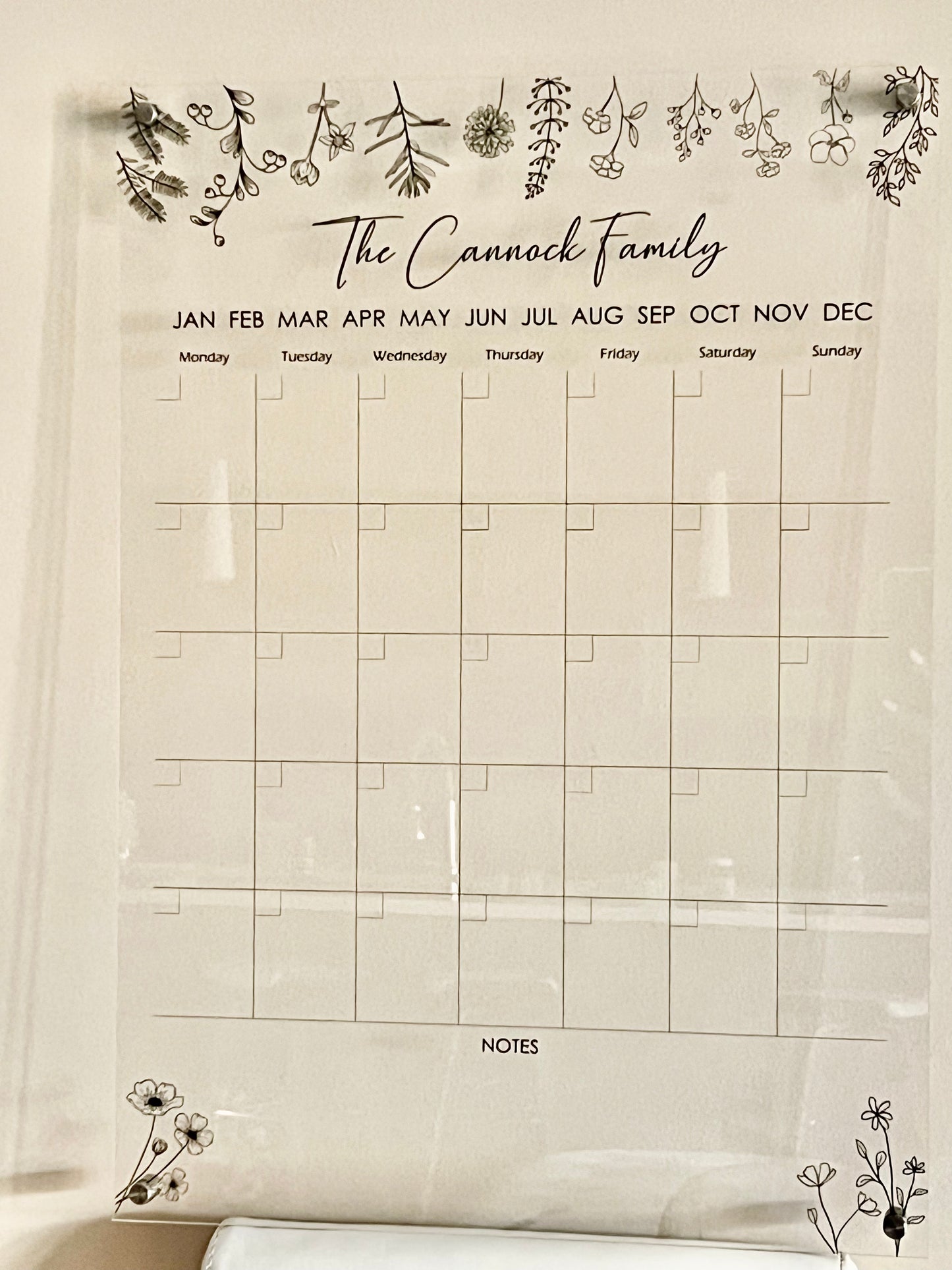 Personalised Family Monthly Wall Planner (Botanical)